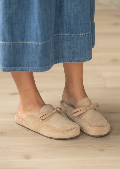 Almond Tie Mule Loafer Shoes