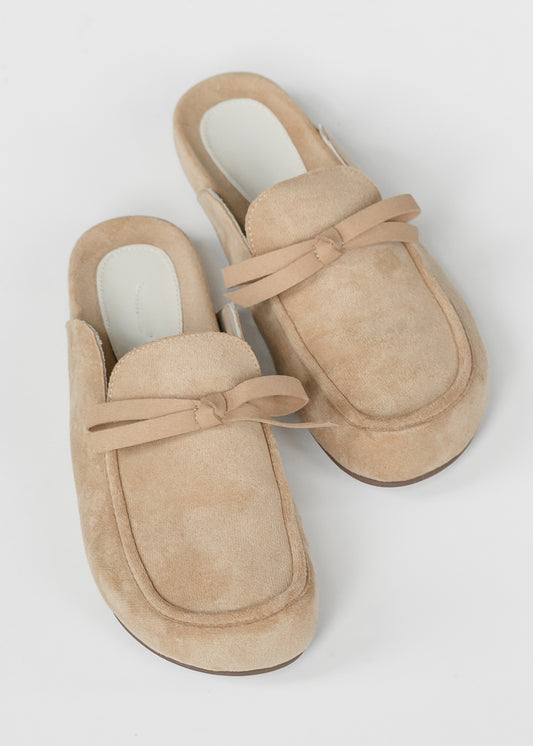 Almond Tie Mule Loafer Shoes