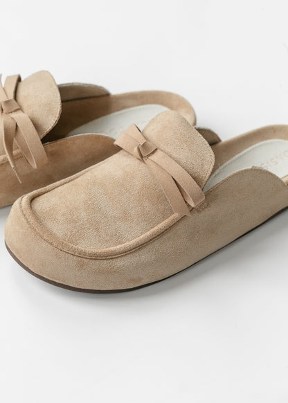 Almond Tie Mule Loafer Shoes