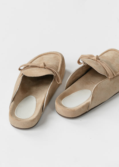 Almond Tie Mule Loafer Shoes