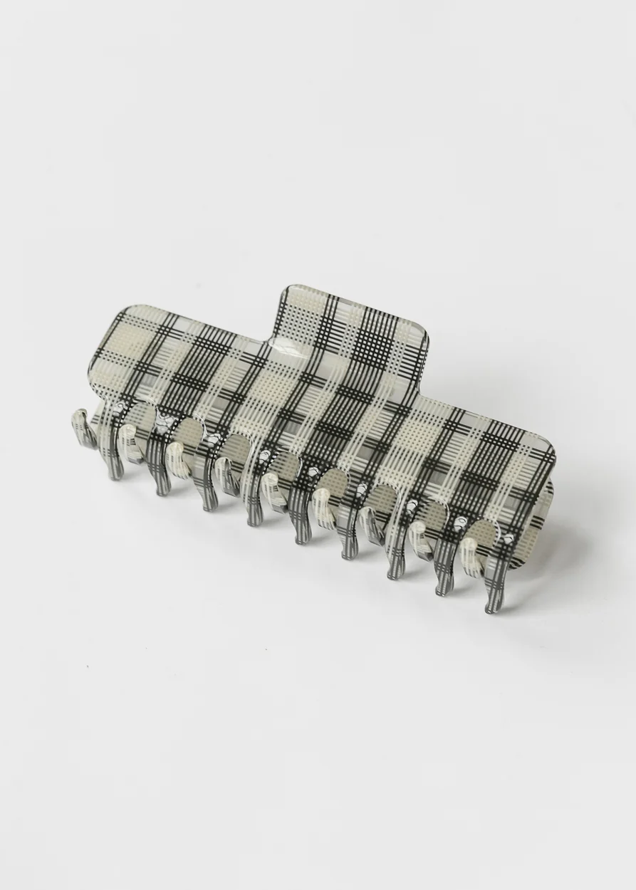 Black Gingham Claw Clip Accessory