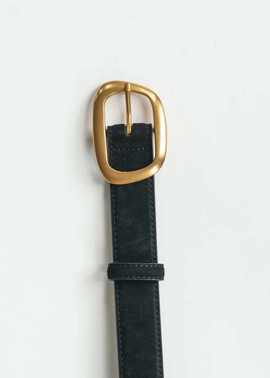 Black Suede Gold Buckle Belt Accessory