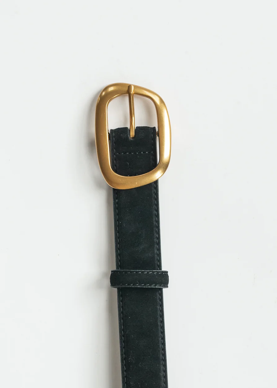 Black Suede Gold Buckle Belt Accessory