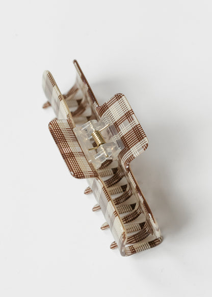 Brown Gingham Claw Clip Accessory