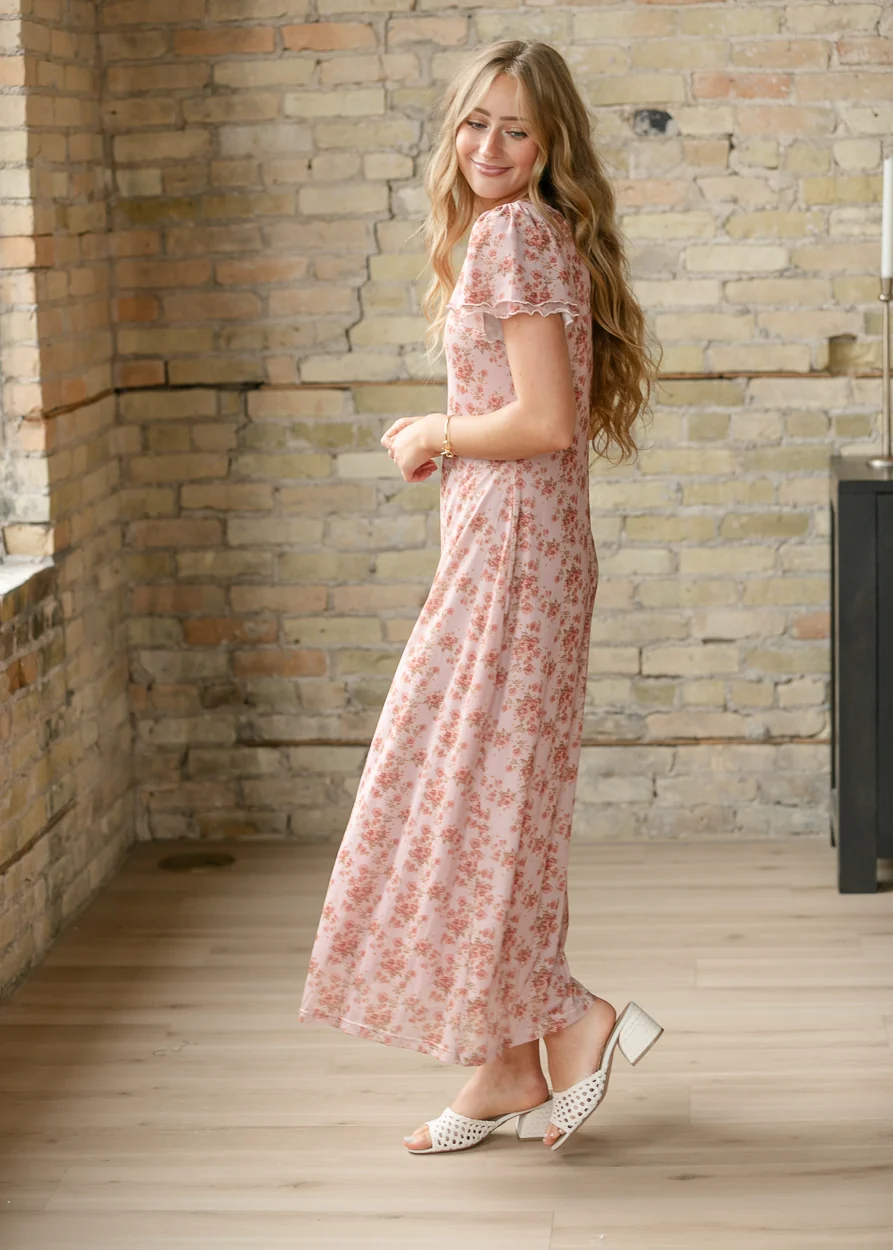 Floral Print Mesh Super Soft Midi Dress FF Dresses