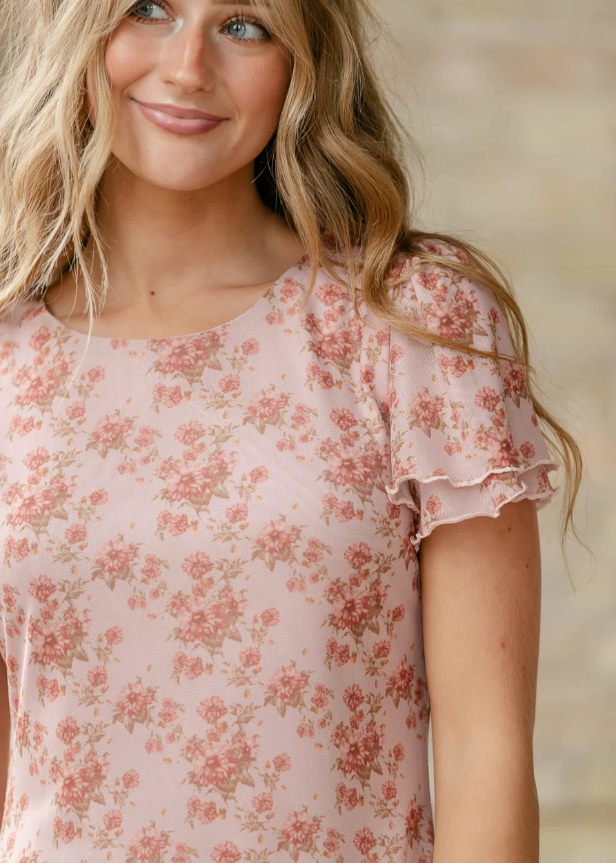 Floral Print Mesh Super Soft Midi Dress FF Dresses