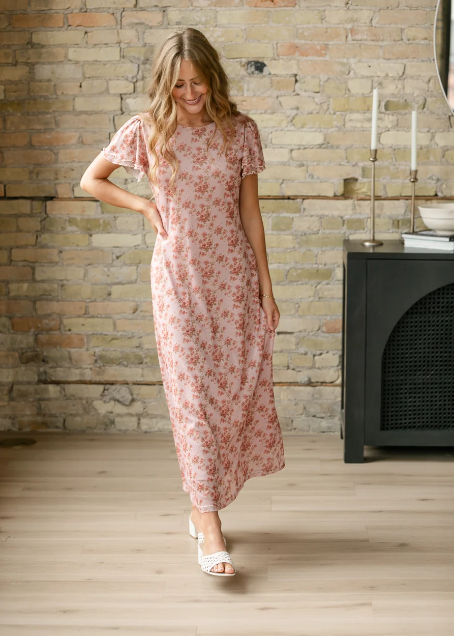 Floral Print Mesh Super Soft Midi Dress FF Dresses S