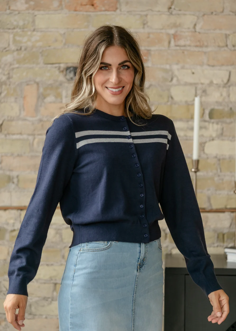 Long Sleeve Double Stripe Cozy Cardigan FF Layering Essentials S