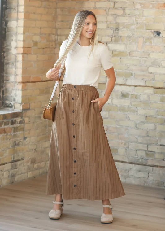 McKenna Brown Stripe Maxi Skirt IC Skirts