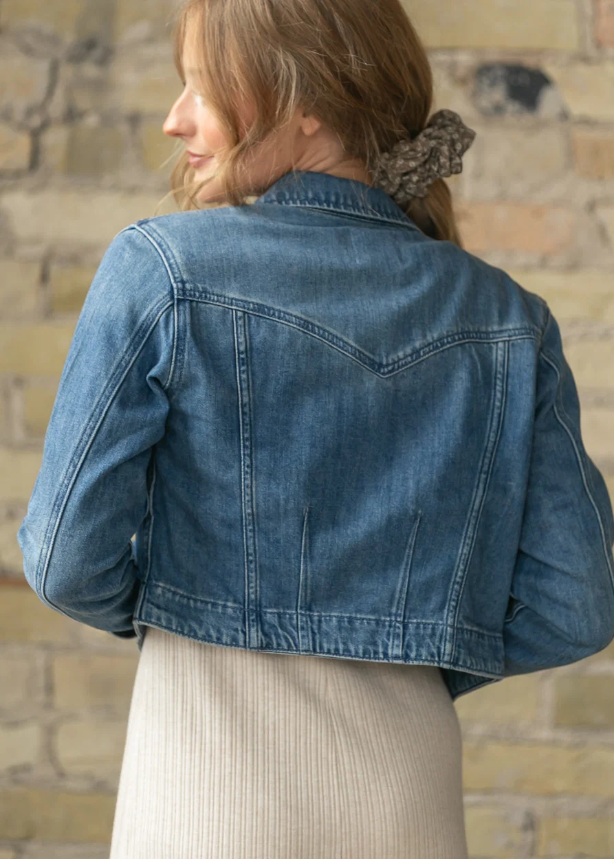 Medium Wash Tapered Crop Denim Jacket FF Layering Essentials