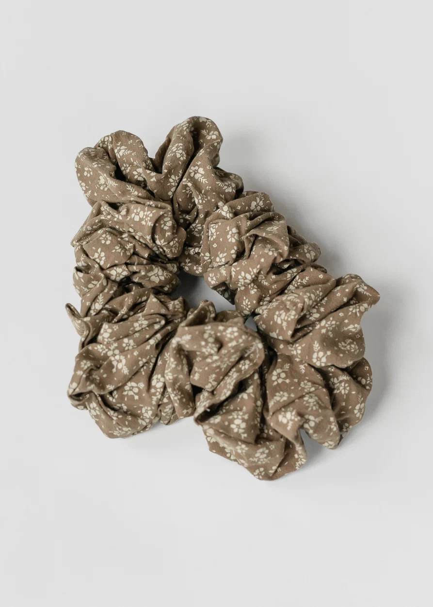 Neutral Floral Jumbo Scrunchie Accessory