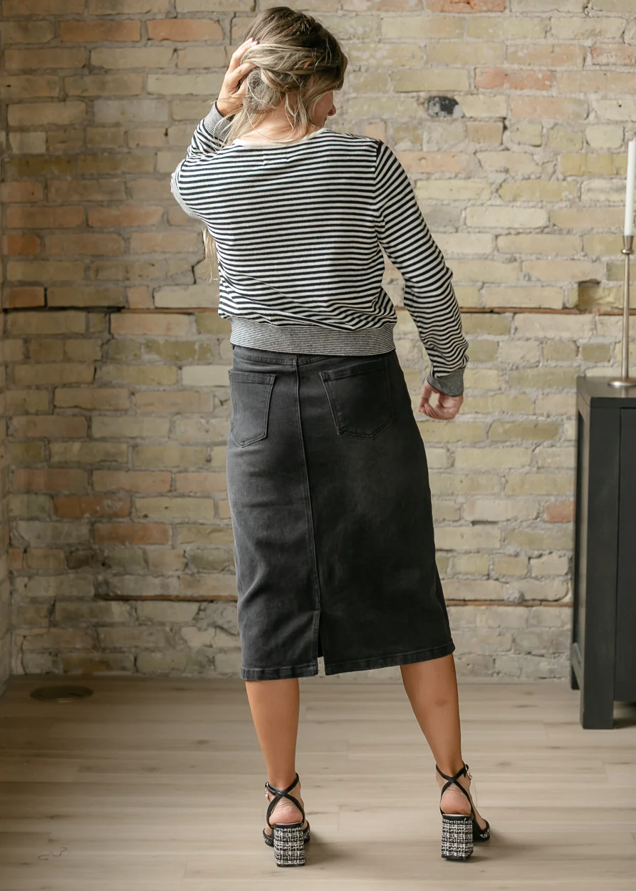 Round Neck Long Sleeve Striped Cardigan FF Layering Essentials