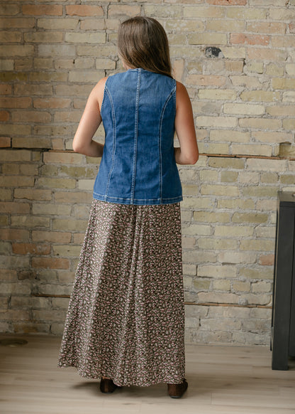 Tailored Denim Button Down Vest FF Layering Essentials