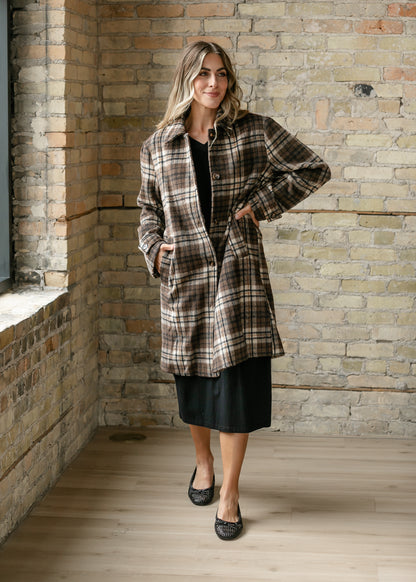 Ultra Fuzzy Plaid Long Sleeve Coat FF Layering Essentials