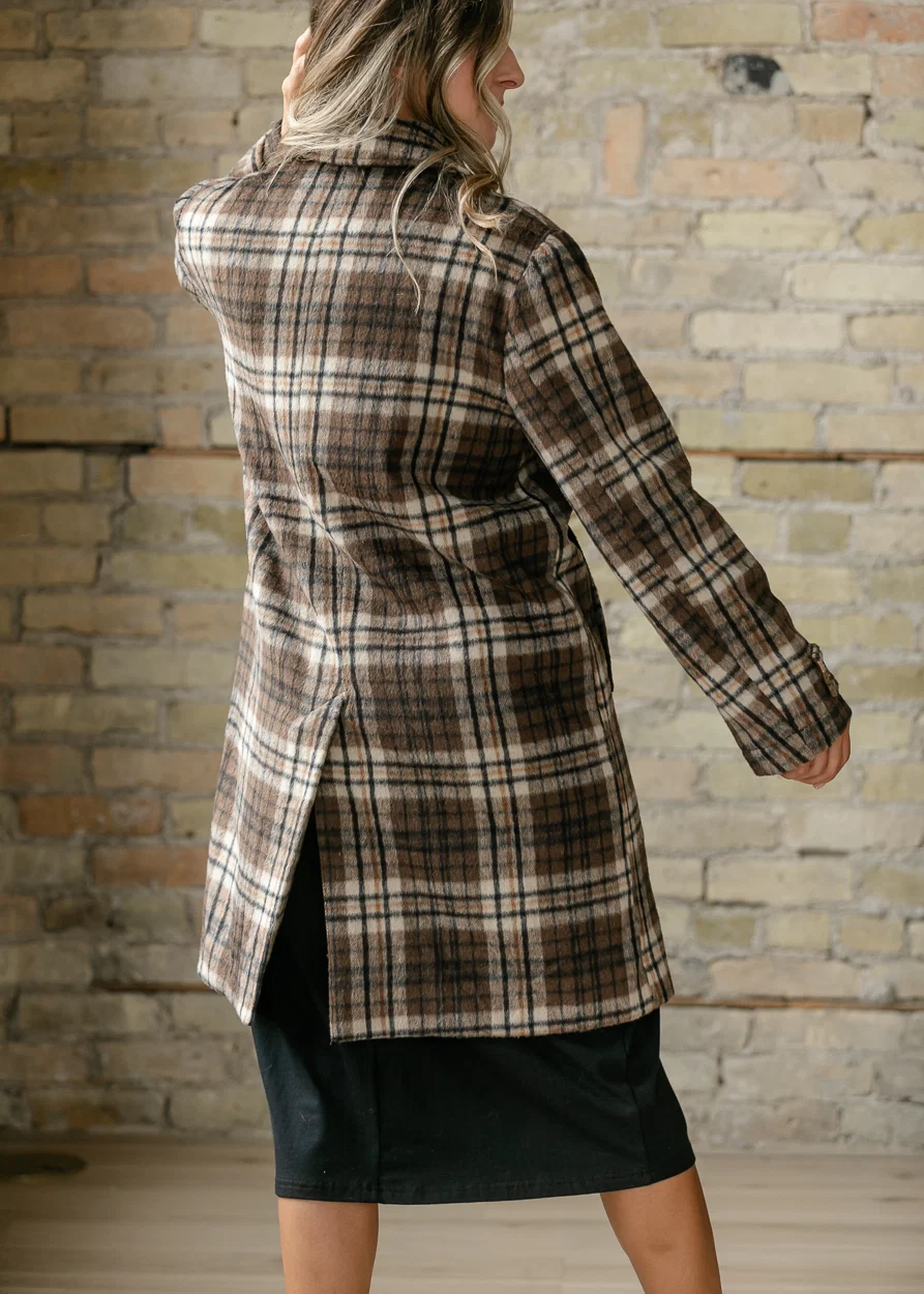 Ultra Fuzzy Plaid Long Sleeve Coat FF Layering Essentials